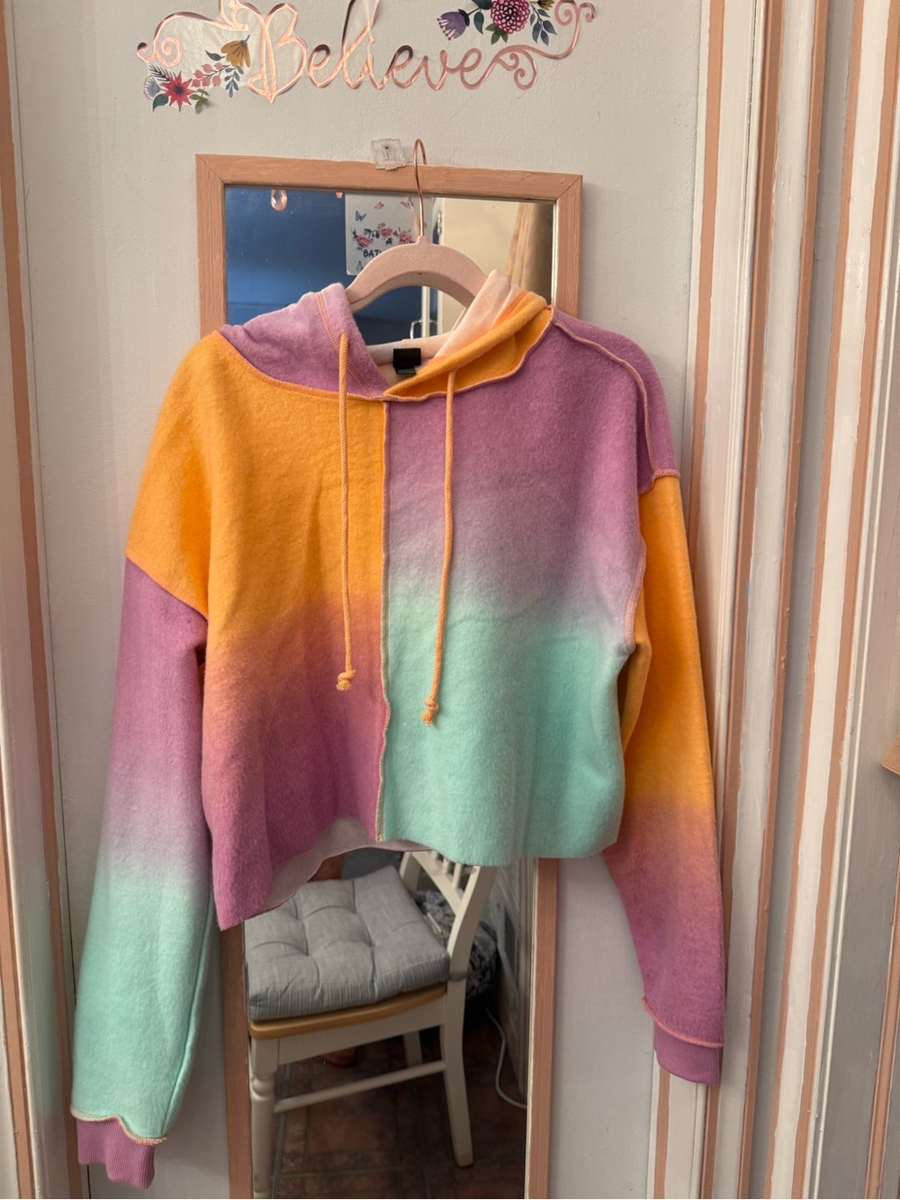 wild fable Pastel Ombre Cropped Hoodie - Yellow, Pink, Mint